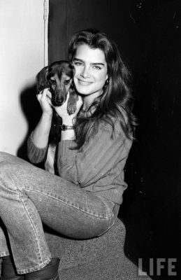 Brooke Shields and her dachshund