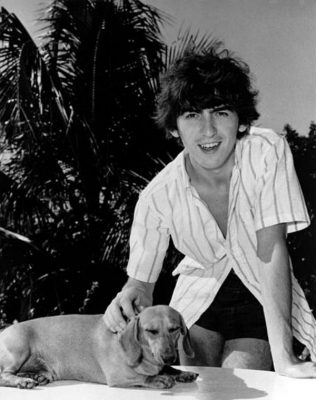 George Harrison and his dachshund