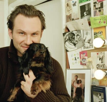 Christian slater and his dachshund