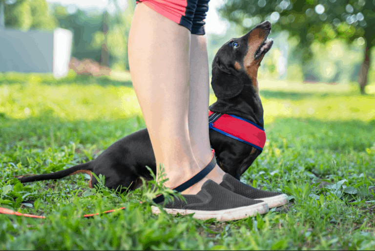 dachshund training session