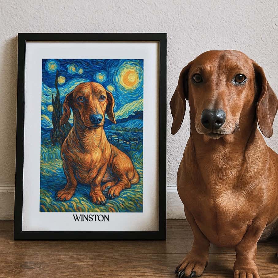 Custom pet portrait van gogh painting style